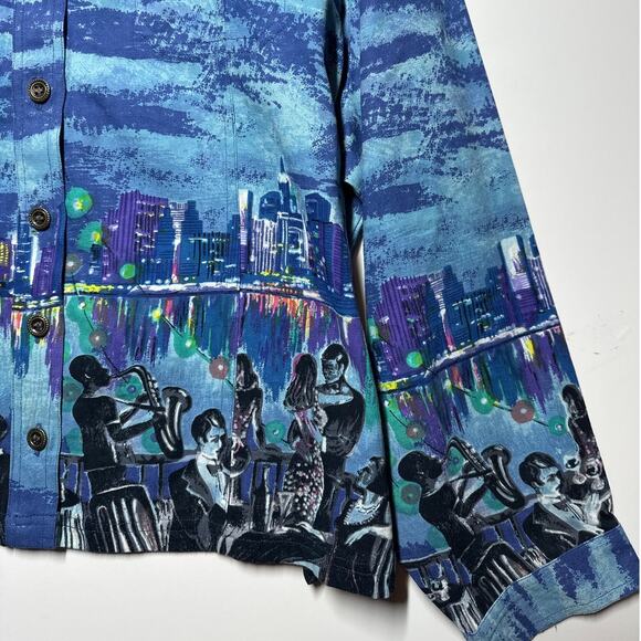 Vintage Take Two Clothing Musical Themed Shacket Jacket Shirt Denim Cotton Sz 3X - Picture 4 of 11